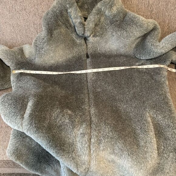 Calvin Klein Womens Size 2X Gray Soft Faux-Fur Mid-Length Anorak Coat Front Zip - Picture 9 of 16